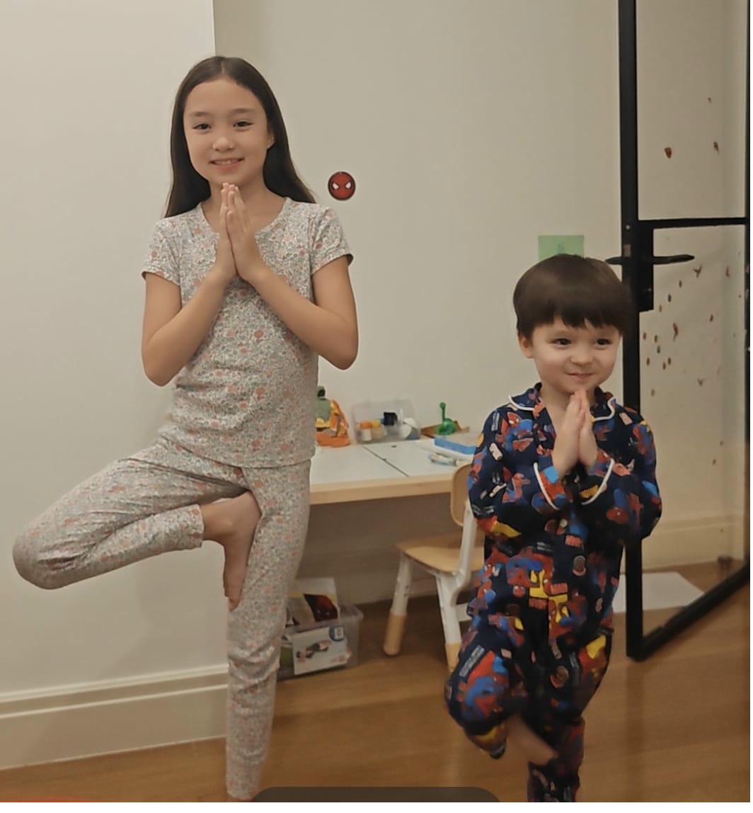 Chris and Sadie yoga