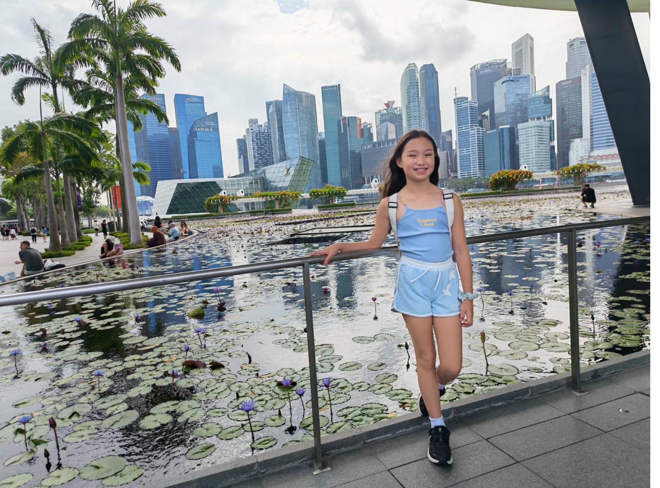 Sadie with Bangkok skyline